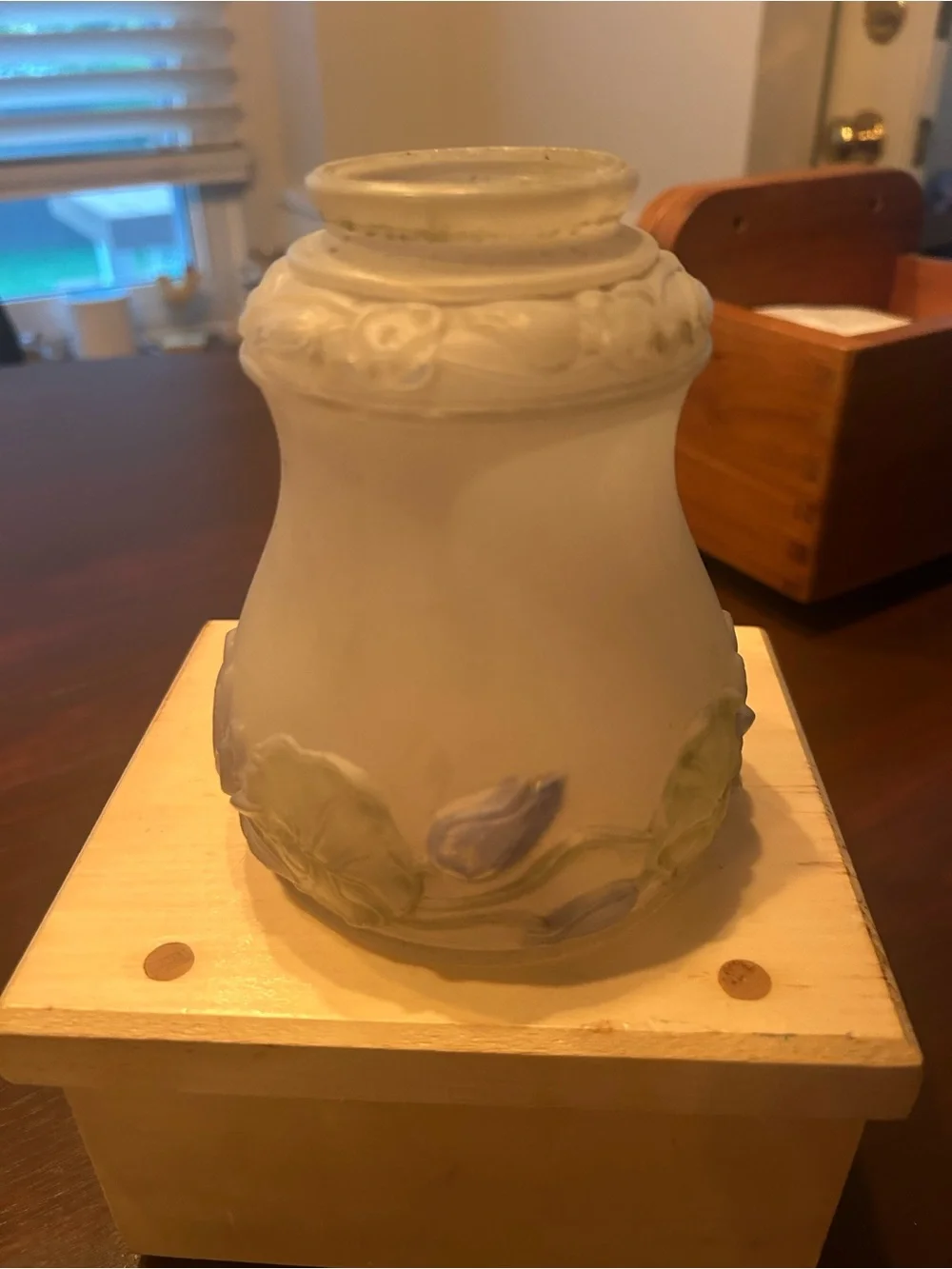 Vintage-Style White Floral Frosted Glass  lamp shade